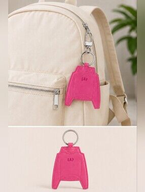 GAP Hot Pink Leather Keychain Bag Charm